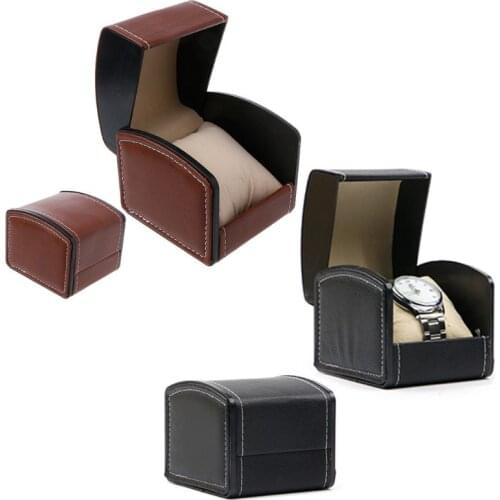 Luxury Faux Leather Watch Box With Pillow Package Case Bracelet Stand Holder New