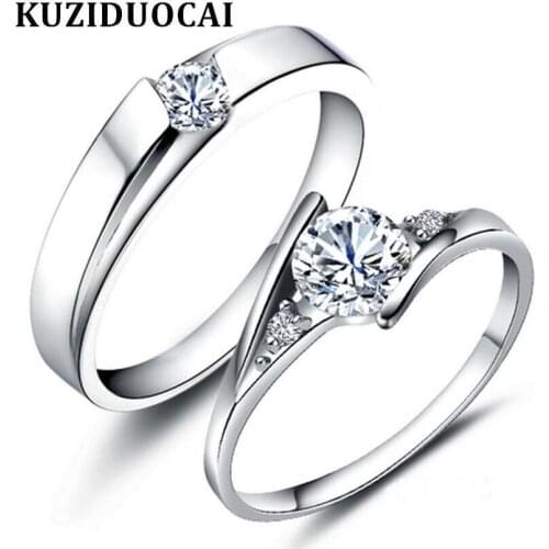 New Fashion Fine Jewelry Zircon White Copper Keep Color Size Adjustable Wedding Party lovers Rings For Women And Men R-2