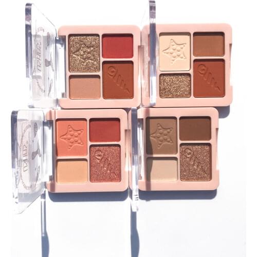 USHAS brand 4 color eyeshadow palette nude Earth red color sombra de ojos matte shimmer paleta de sombras for eye makeup beauty