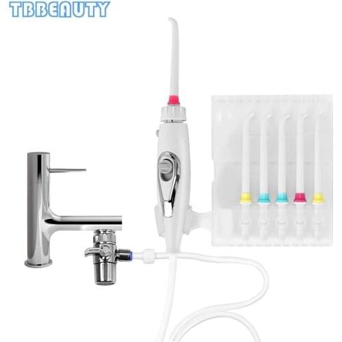Portable Faucet Oral Irrigator Switch Water Dental Jet Flosser 6 Nozzles Water Irrigator Floss Implement Irrigation Oral Clean