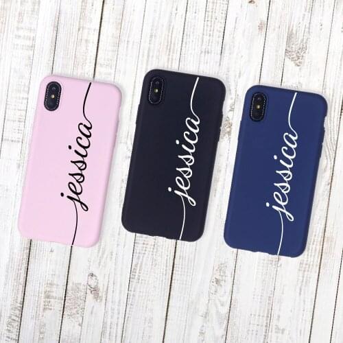 Cursive Personalized Customize Name Initials Soft Silicone Candy Case Coques For iPhone 12 11 Pro XR 8 8Plus X XS Max 6S 7 7Plus