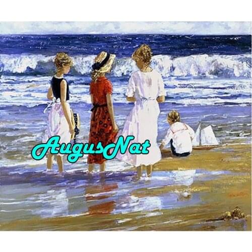 Scenery diamond painting beach girls dimond embroidery full mosaic dotz diamant rhinestone picture oil paint by numbers stickers