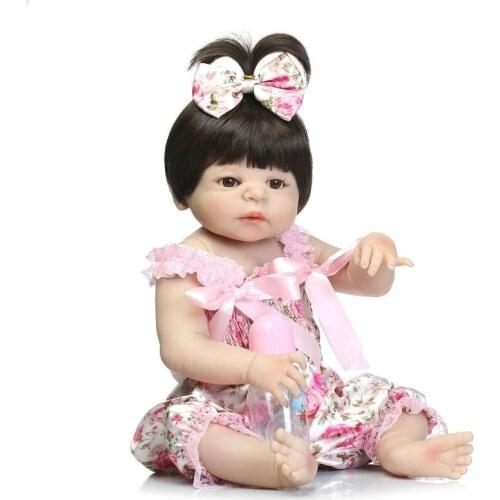 NPK 19inch 46cm Adorable Reborn Doll Handmade Full Silicone Bebes Reborn Girl Doll Boneca Fashion Baby Dolls For Girls