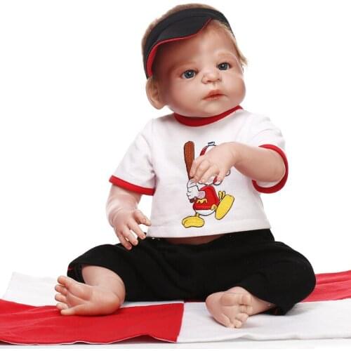 NPK 23"57cm boy silicone doll reborn real alive bebes reborn dolls for child birthday gift rooted hair baseball outfit bonecas