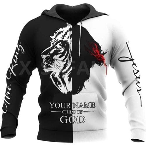 Jesus Bible God Christian Lion Tattoo Skull 3D Over Printed Hoodie Man Women 1 Unisex Outwear Zipper Pullover Sweatshirt Casual
