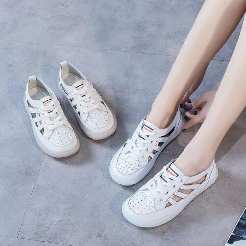 Tilocow Genuine Leather Women Solid Flats Hole shoes Hollow Out Soft Bottom Ladies Loafers for Summer Casual Sewing Footwear