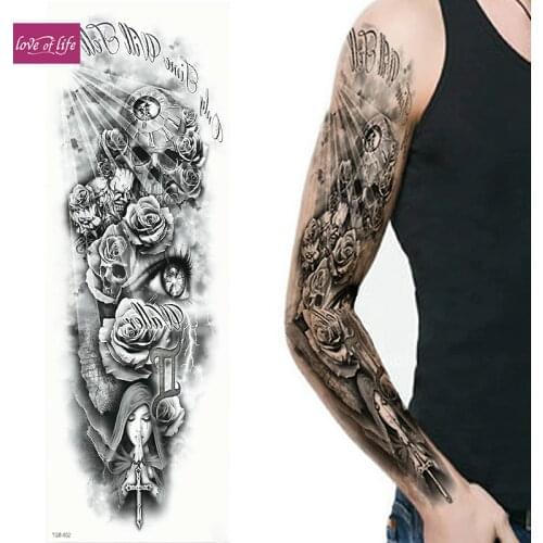 Temporary Arm Tattoos,Extra Large Full Arm Fake Tattoo for Men and Women, Body Art Adult Waterproof Sticker