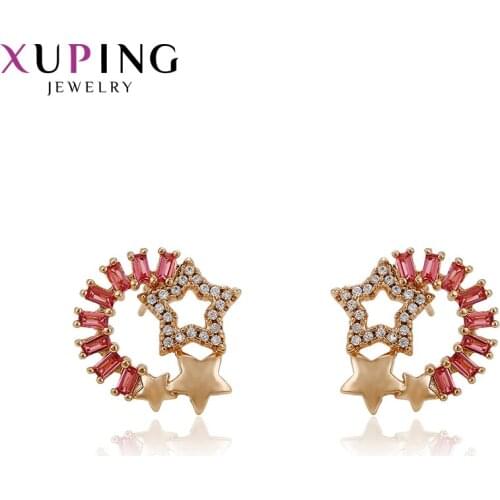 Xuping Luxury Star Shaped Earrings Fashion Jewelry Gold Color Plated Wedding Style for Women Christmas Jewelry Gift 94257