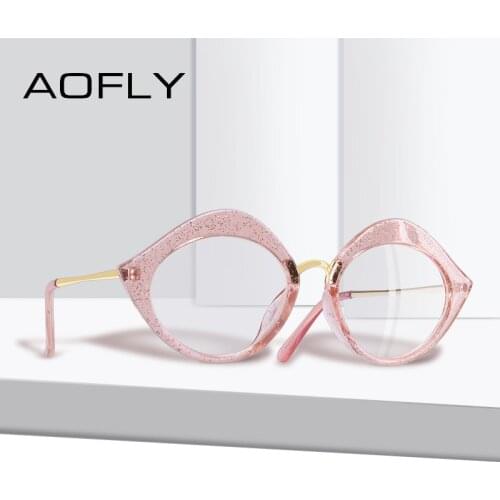 AOFLY BRAND DESGIAN Retro Sexy Cat Eye Lip Shape Reading Plain Glasses Frame Optical Eyeglasses Frame Women Clear Lens AF9200