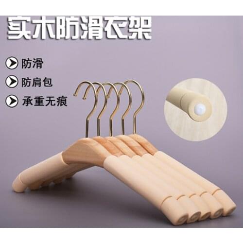 10 PCS/Lot Solid Wood Coat Hangers With Gold Hook Foam Padded Heavy Duty Adult Clothes Hanger for Pants Suits Trousers