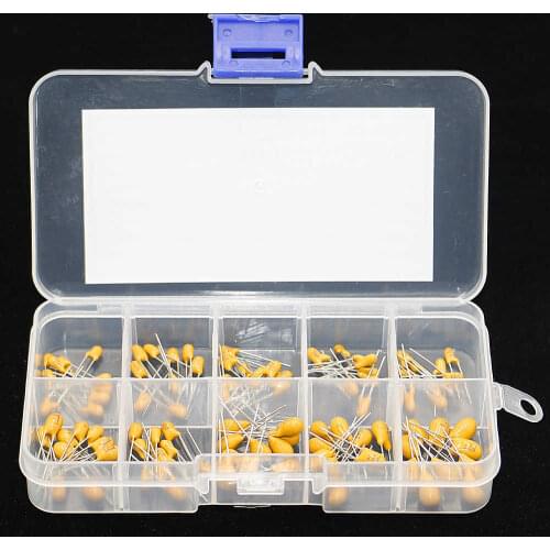 100Pcs 10Value 16V Tantalum Capacitor Assorted Kit Box Assorstment