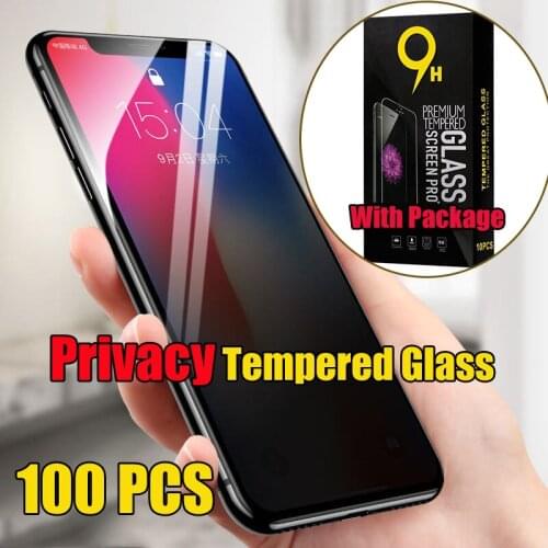 100pcs Privacy Tempered Glass Private Screen Protector Film For iPhone 13 Pro Max 12 Mini 11 XS XR X 8 7 6 Plus SE With Package