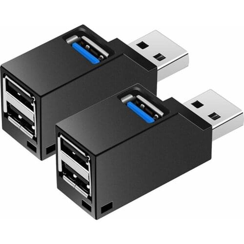 2 Pcs 3-Port USB Hub Mini USB3.0 High-Speed Hub Distributor Box for PC Notebook Computer U Disk Mobile Phone Card Reader