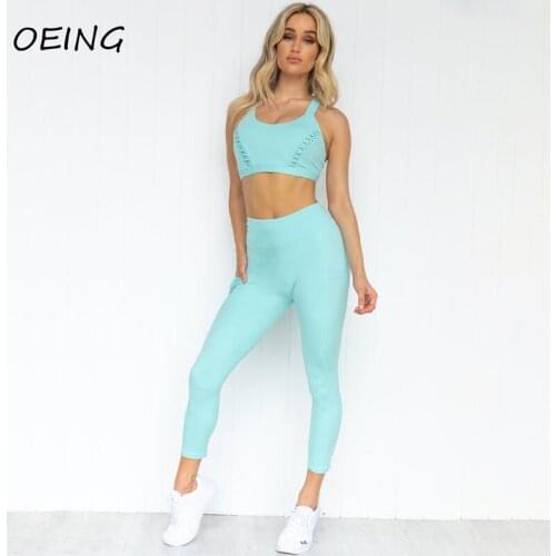 2021 Seamless Gym Leggings Fitness Yoga Two Piece Sets Workout Tights Quick Dry Jogging Women Sport Set