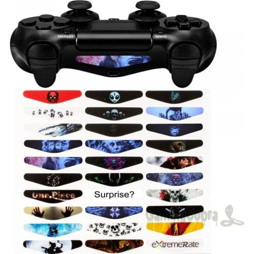 EXtremeRate Game Skull Wrap Sticker Led Light Bar Decal for PS4 Slim Pro Controller 30 Pcs