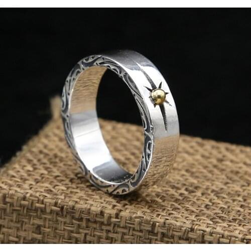 925 Sterling Silver Initial Couple Ring Jewelry Men Women Sun ray Engagement Ring