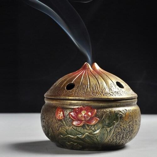 Antique Purple Sand Incense Ceramic Incense Burner Lotus Creative Incense Holder Decoration Kodo Room Incense Burner Censer