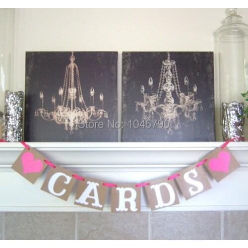 Free Shipping 1 X Romantic CARDS Banner Chic Wedding Photo Prop Sign Party HangingGarlands