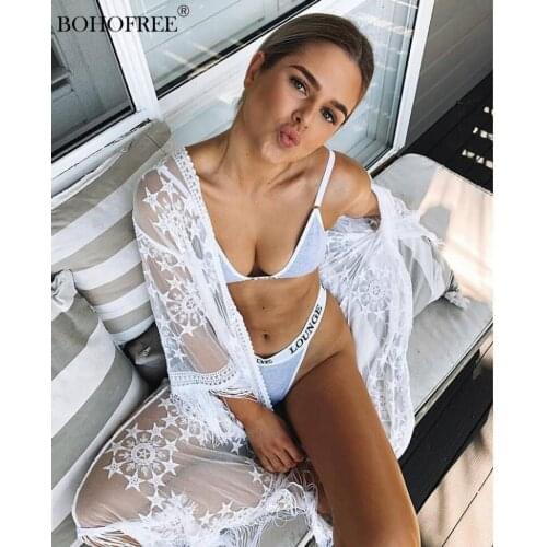 Bohemian Stars Floral Lace Kimono Casual Beachwear Tassels Flare Sleeve Loose Fit Maternity Robes Bridesmaid Bride Dress Women