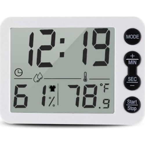 Digital Alarm Clock Timer Thermo-Hygrometer Indoor With LCD Display Screen Household Kitchen Accessorieshas combined