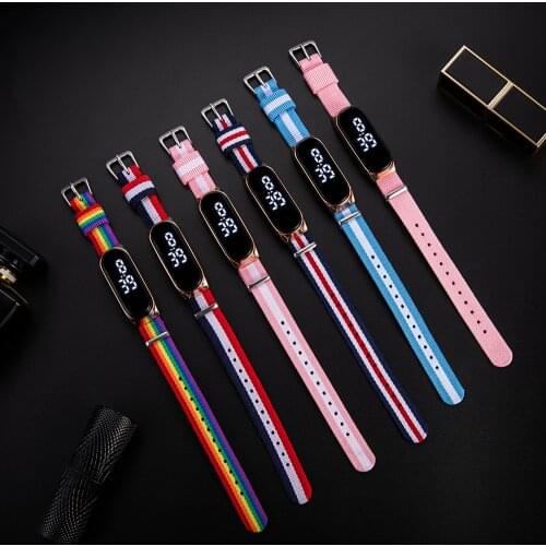 Electronic Led Digital Watch For Women Waterproof Wristwatches Woman Nylon Womens Watches Sports Fitness Hand Clock Reloj Mujer