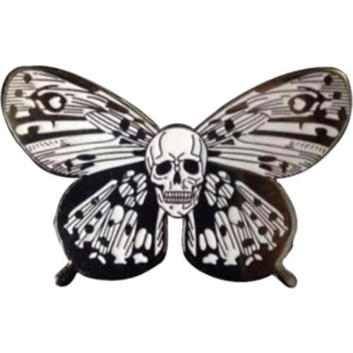 Skull butterfly enamel pin death Goth moth badge garden insect brooch unisex horror witchy gift