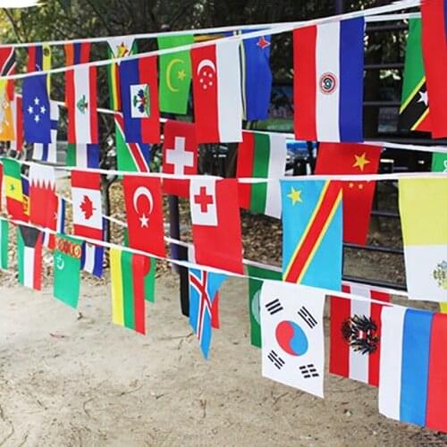 String Flags Garden Party Decor Hanging Nationa for Football Match Outdoor Hanging National Flag Country Team Polyester Football