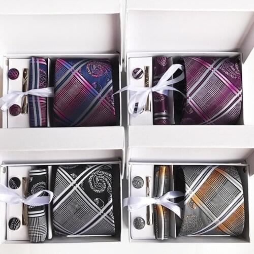 2021 New Polyester Business Executive Mens Tie 6-Piece Gift Box Tie Men Gifts Bowtie Men Tie Gift Set for Man In A Box