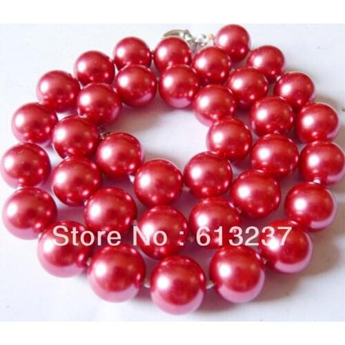 Hot Free postage Fashion diy 10mm red simulated-Pearl Necklace round beads elegant women jewelry making 18" YE0050