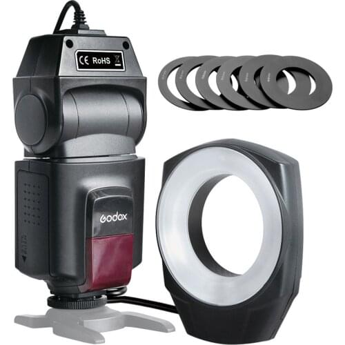 Godox ML-150 Macro Ring Flash Light Guide Number 10 with 6 Lens Adapter Rings for Canon Nikon Pentax Olympus DSLR cameras