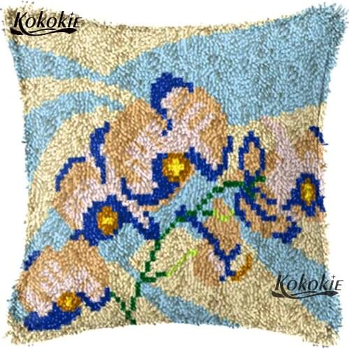 Latch hook flowers rug mat cross stitch Cushion Pillow Mat handmade Needlework Crocheting Rug Embroidery carpet making kit