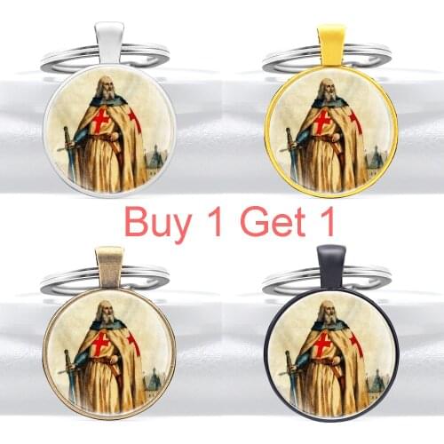 Buy 1 Get 1 Jacques De Molay Knights Templar Grand Design Glass Cabochon Metal Key Chain Charm Key Ring Jewelry Gifts Keychains