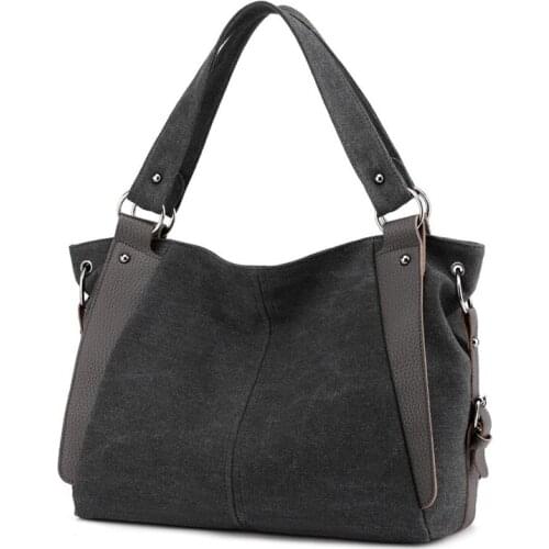 Fashion Vintage Canvas Fabric Handbag Womens Retro Bag Large Black Casual Canvas Tote Shoulder Bags for Women 2021 Big Hand Bag