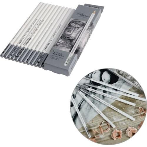 12pcs White Fine Art Drawing Non-toxic Base Pastel Pencils Set For Artist Sketch