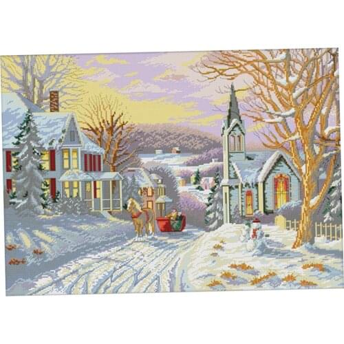 11CT Christmas Twilight Picture Embroidery Cross Stitch Kits 72 x 54 cm