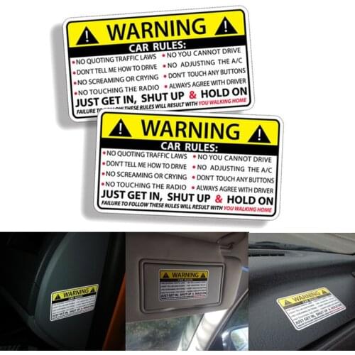 Car Safety Warning Rules Auto Automobile Decal PVC Sticker For Mazda Hyundai VW Audi Toyota Honda BMW Nissan Buick Ford Opel KIA