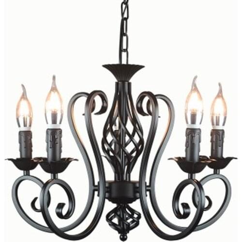 Industrial lustre chandelier wrought iron 3 5 6 light chandeliers vintage candlestick retro black white hanging lamp wholesale