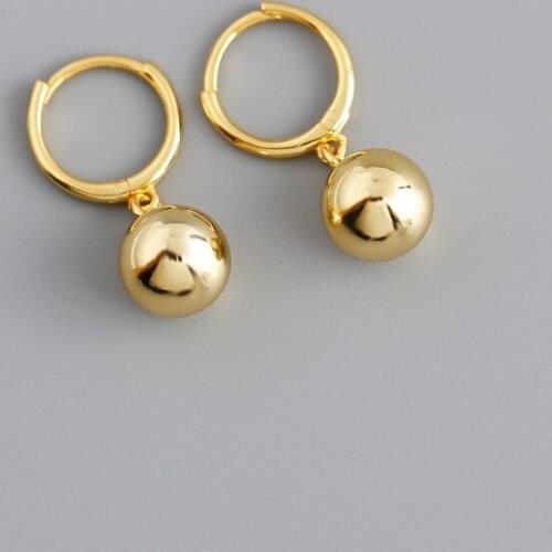 Real 925 Sterling Silver 8mm Bead Hoop Earrings For Fashion Women Party Fine Jewelry Geometric Hyperbole Accessories