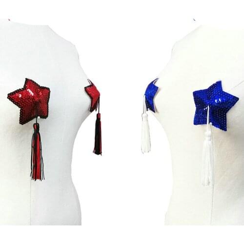 Christmas Sequins star tassels Synthetic Feather Cream stick Design Sexy Soft Breast Petals Nipple Cover Pasties For Women