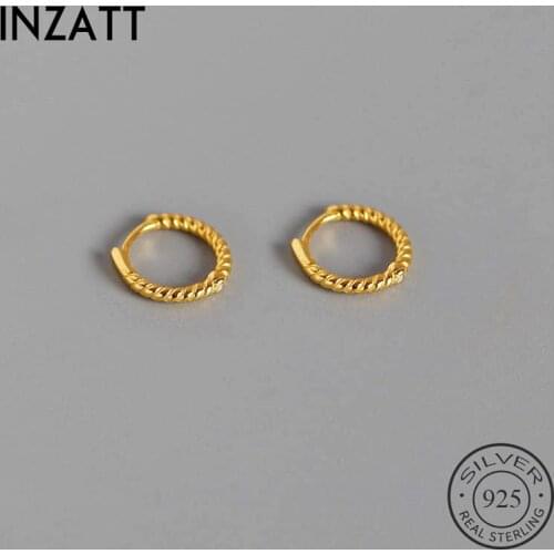 INZATT Real 925 Sterling Silver spiral Round Hoop Earrings For Fashion Woman Party Fine Jewelry Geometric Punk Accessories