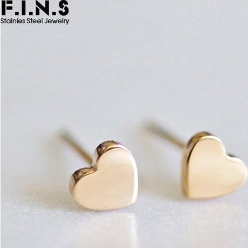 F.I.N.S Stylish Stainless Steel Earrings Tiny Heart Love Earrings Minimalist Korean Fashion Small Stud Earrings for Women