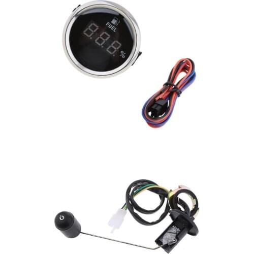 2 inch 52mm Marine Dash Mounted Fuel Lever Gauge & Sensor - E-1/2-F Indicating Range (0 to 190ohm) - Black