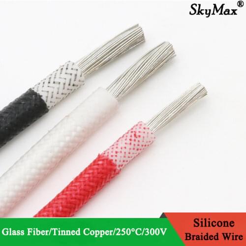 Square 2mm Silicone Rubber Wire Braided Electric Hotline Glass Fiber High Temperature 250Deg.C OFC Copper DIY Heating Cable