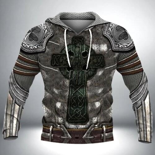 Irish Hoodie Celtic Knight With Shamrock Emblem Metal Armor Hoodies 3D Jacket Men/women New Fashion Tracksuit Casual Streetwear