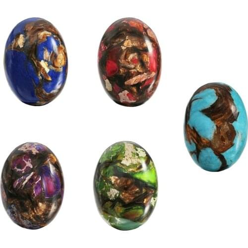 TUMBEELLUWA 1Lot (10Pc) Oval Stone Cabochons Flatback Semi-precious CAB for Jewelry Making,Sea Sediment Jasper,18x25mm