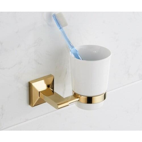 Vidric to Seoul all copper Hao Gold Cup holder toothbrush cup racks bathroom shelf bathroom hardware accessories