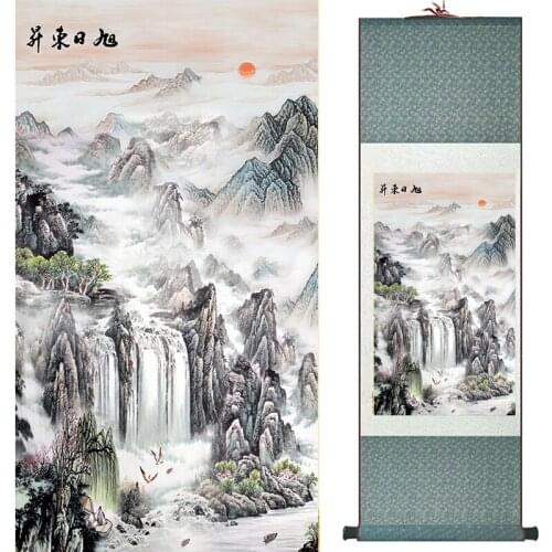 Top quality crane and great Wall Painting Home Office Decoration Chinese scroll painting landscape painting 040719