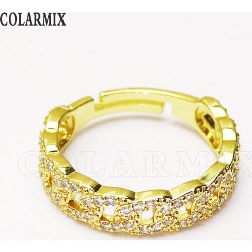 8 piece High quality Open Zircon jewelry Spiral rings Gold color jewelry rings Gift for women jewelry Gift 51317