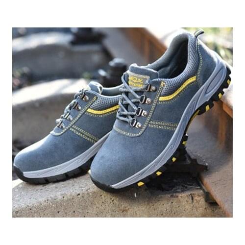 Cow Suede Leather Steel Toe Sport Style Safety Hiking Boots Drop Shipping Men Work Shoes Slip Resistant Rubber Outsole