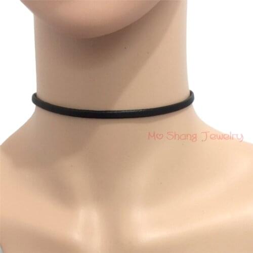 Black Leather Choker New Arrival Trendy Necklace Simple Handmade Jewelry Gifts for Women Girls Gothic Style Collier